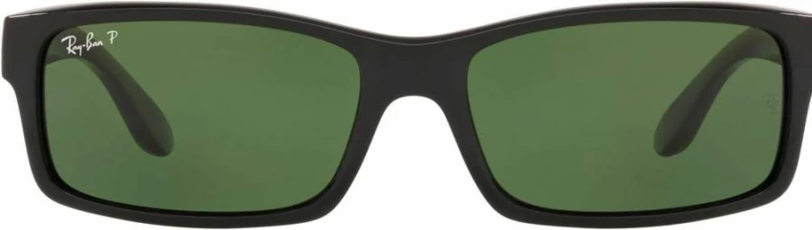 Ray-Ban RB4151 Polarized Sunglasses for Men & Women, Black/Green Rectangular Lenses, 59mm UV Protection