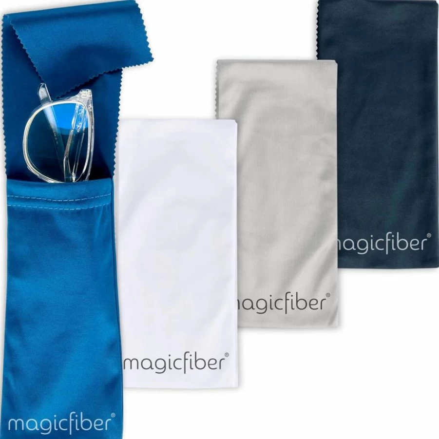 MagicFiber 4-Pack Soft Eyeglass Cleaning Cloth Case – Microfiber Lens Cleaner, Sunglasses Pouch & Fabric Sleeve for Men & Women