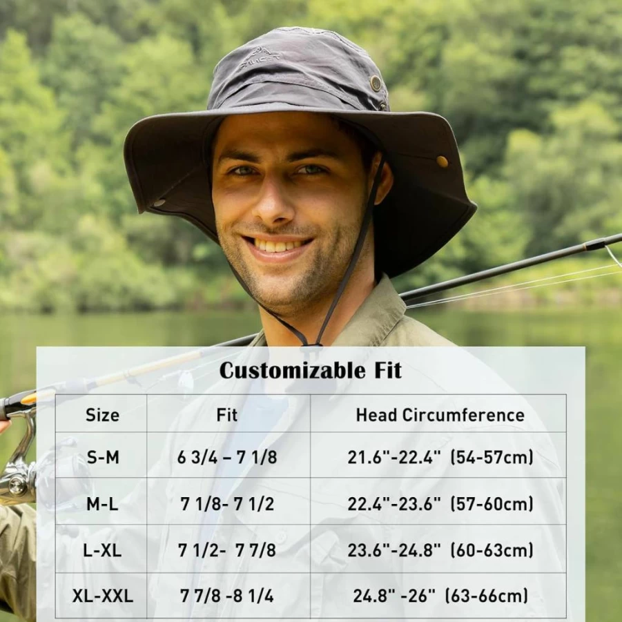 Comhats Oversize Wide Brim Bucket Hat - UPF 50+ Waterproof Sun Hat for Men & Women, Adjustable Chin Strap for Summer, Travel, Fishing, Hiking