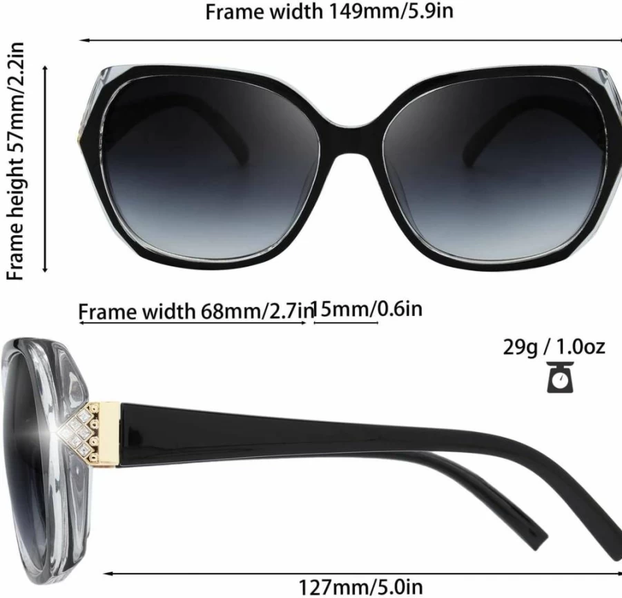 The Fresh Women's Oversized Square Jackie O Cat Eye Sunglasses with Butterfly Details - Fashionable & Elegant Design