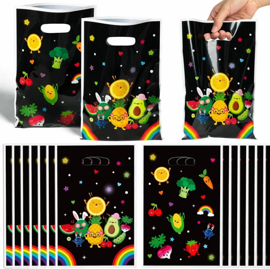 BHronony 50Pcs Tropical Fruit Goodie Bags for Birthday Party Favors - Watermelon, Strawberry, Pineapple Decorations for Kids, Teens, Luau & Summer Events