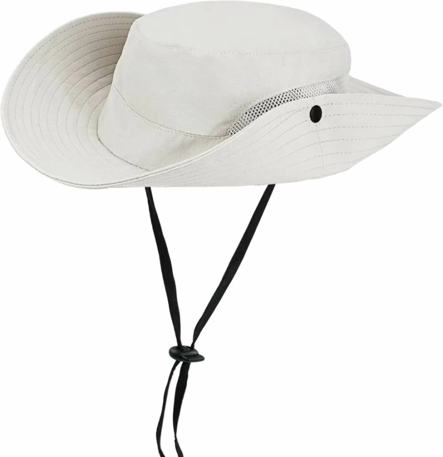 IZUS Women's UV Protection Wide Brim Summer Bucket Hat with Ponytail Hole - Breathable Mesh Classic Outdoor Sun Hat for Beach, Golf, Travel