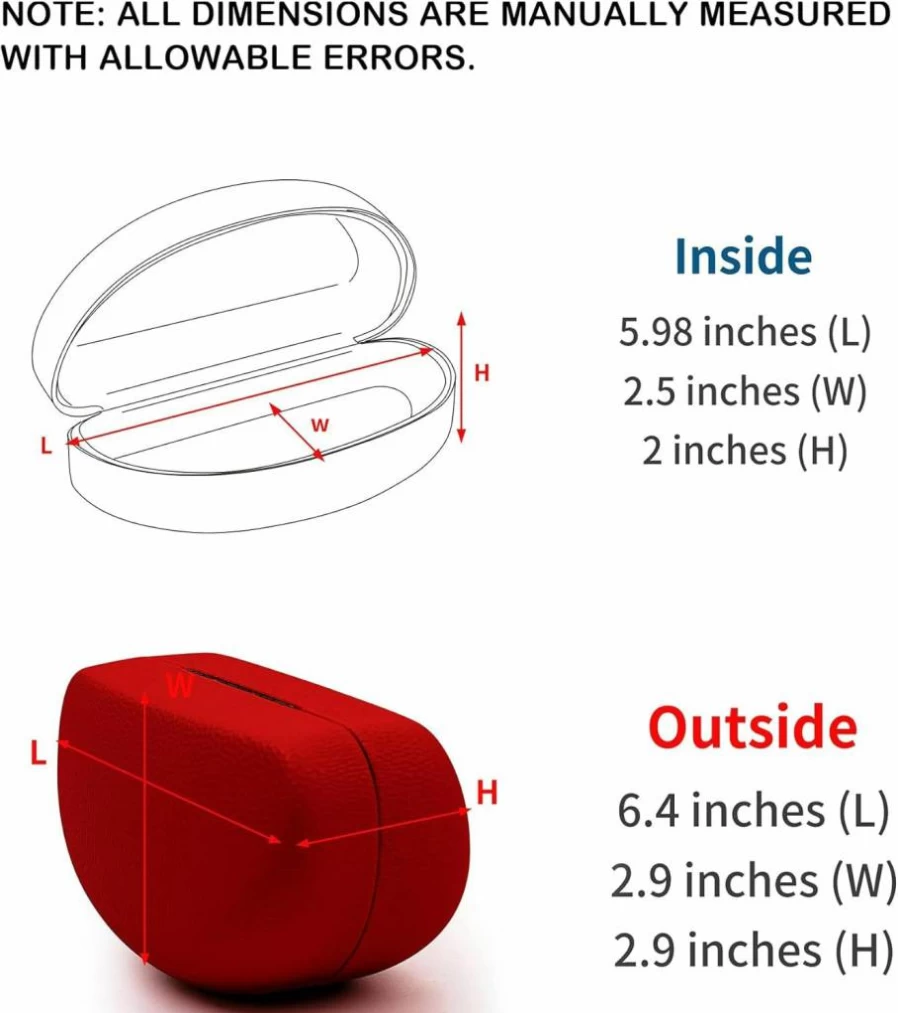 PG6 Genuine Leather Oversized Sunglasses Case for Large Eyeglasses – Extra Large Protective Cover