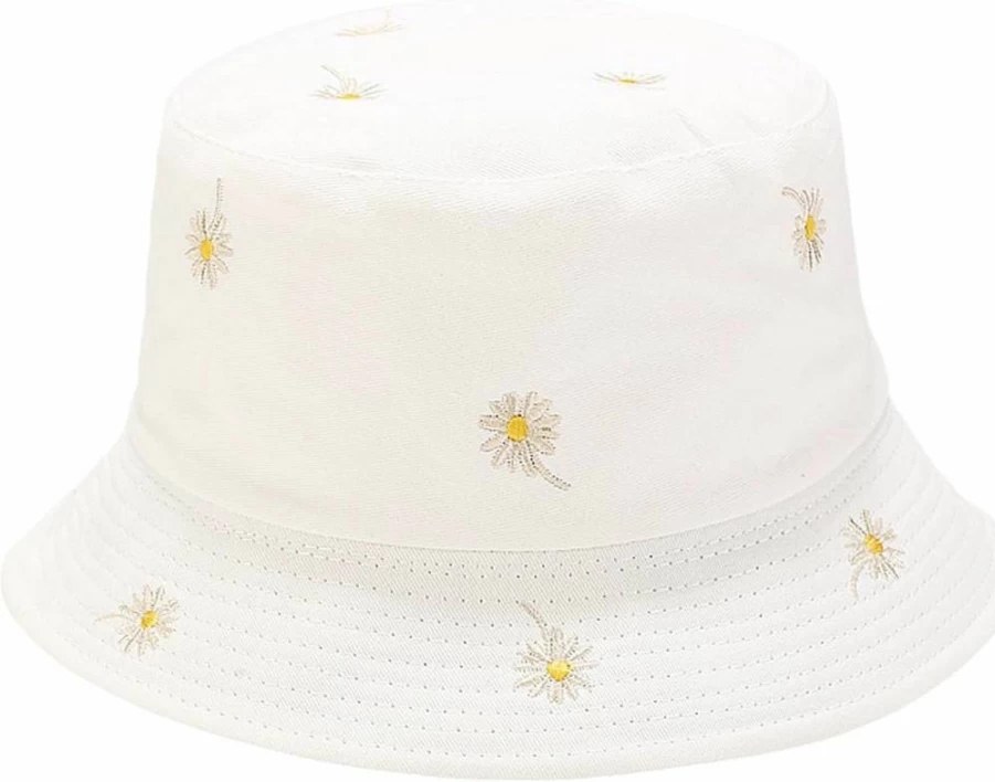 EYBF Reversible Cotton Bucket Hat for Women & Men - Summer Beach Sun Hat with Embroidery, Travel Hat