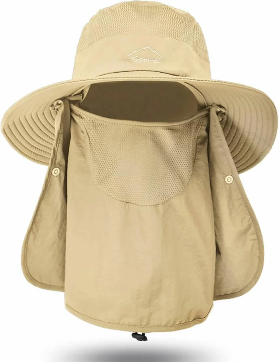 UTOWO Sun Hat for Men & Women - UPF 50+ Wide Brim Summer Hat with Face Cover & Neck Flap for Hiking, Fishing & Outdoor UV Protection