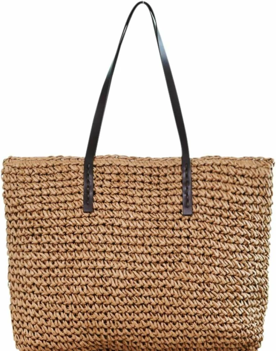 Ayliss Women's Handmade Straw Woven Tote Bag - Large Beach Shoulder Purse, Natural Weaving Handbag for Summer