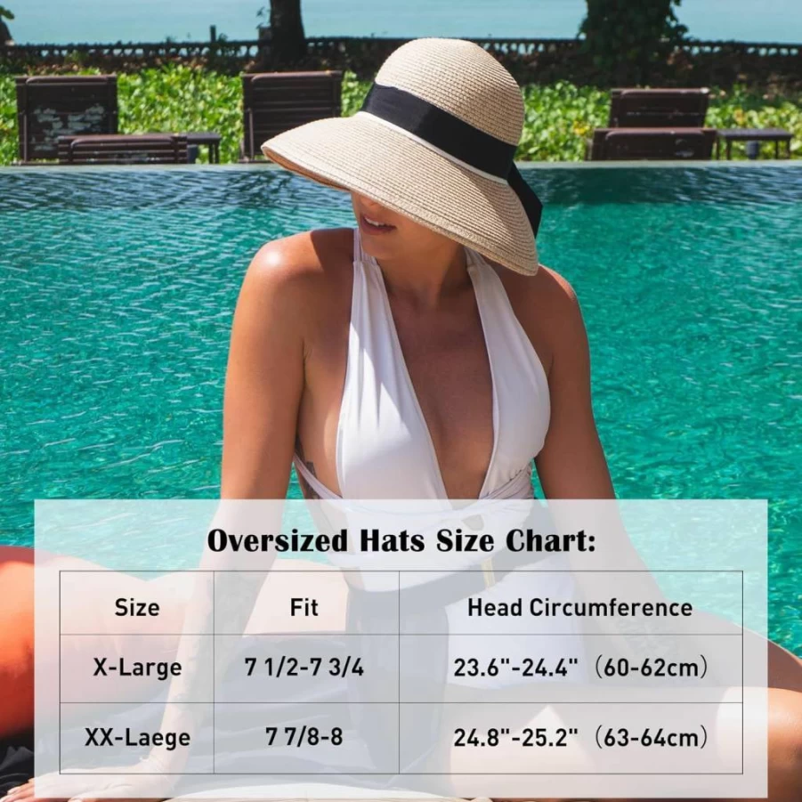 Comhats Women's Wide Brim Summer Beach Hat UPF 50+ UV Protection Foldable Packable Sun Hat for Travel