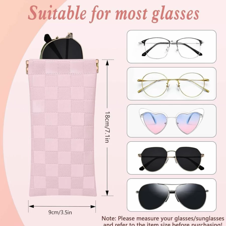 HIGH FIT Soft & Portable Eyeglasses Case for Women - Squeeze Top Travel Sunglasses Pouch, Durable Glasses Bag for Girls