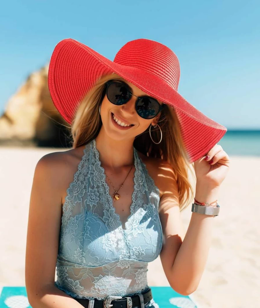 ASSQI Women's Foldable Wide-Brim Sun Hat for Beach & Summer - UPF 50+ UV Protection