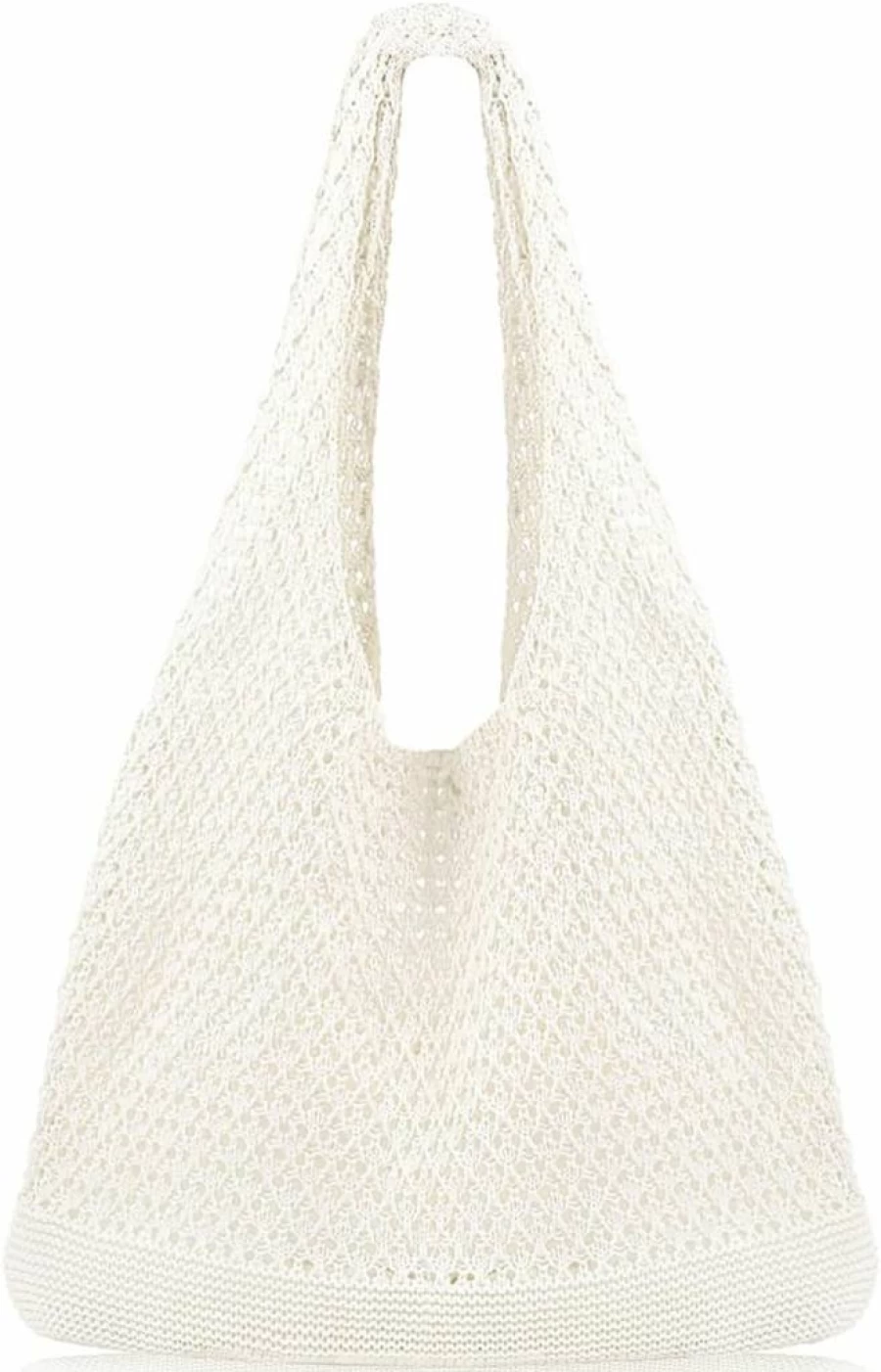 COOKOOKY Crochet Mesh Beach Tote Bag for Women - Hippie Knit Summer Bag Aesthetic Handmade Yarn Beach Tote