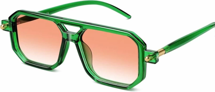 Kunchu Retro Aviator Sunglasses for Women & Men - 70s Vintage Square UV Protection Shades, Trendy Pilot Sun Glasses