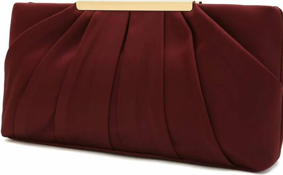 CHARMING TAILOR Elegant Pleated Satin Clutch Handbag for Women - Classy Evening Bag & Formal Purse