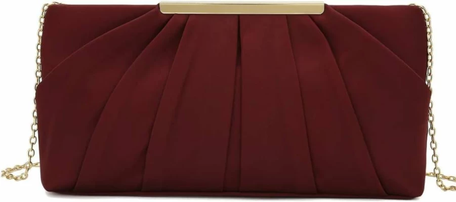 CHARMING TAILOR Elegant Pleated Satin Clutch Handbag for Women - Classy Evening Bag & Formal Purse