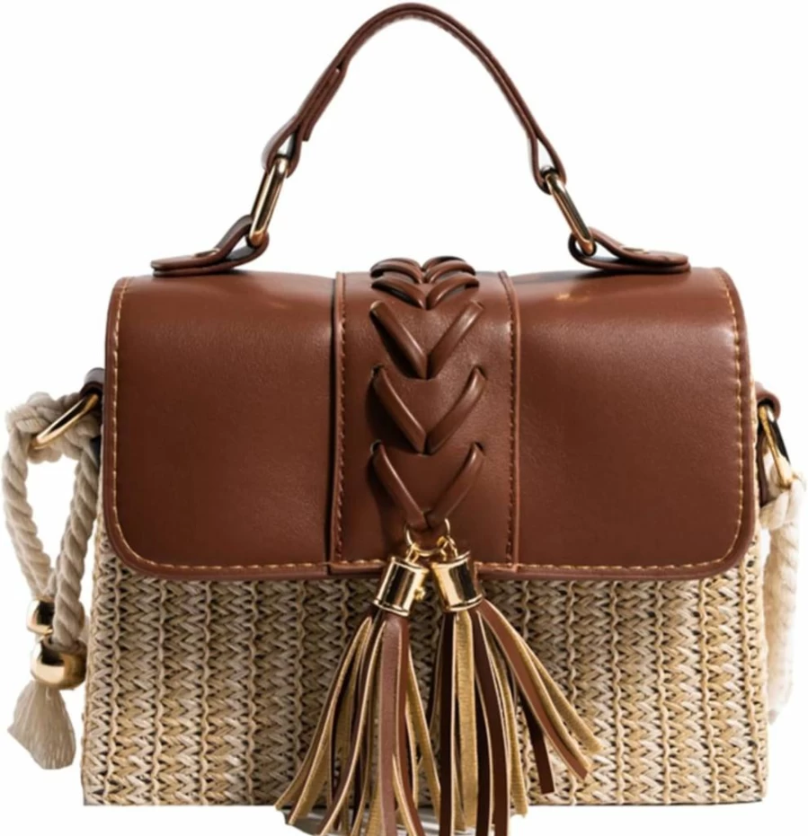 OWGSEE Straw Crossbody Bag for Women - Woven Beach Purse, Summer Clutch Handbag for Vacation