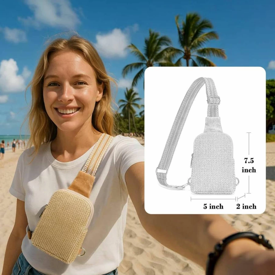 INICAT Women's Rattan Woven Crossbody Bag - Summer Straw Beach Sling Purse for 2025