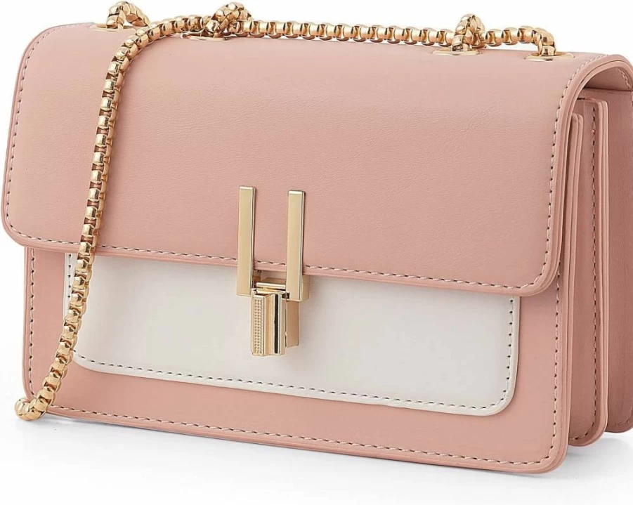 TOP BAND Women's Leather Crossbody Bag - Stylish Color-Block Designer Handbag, Medium Shoulder Purse for Everyday Use