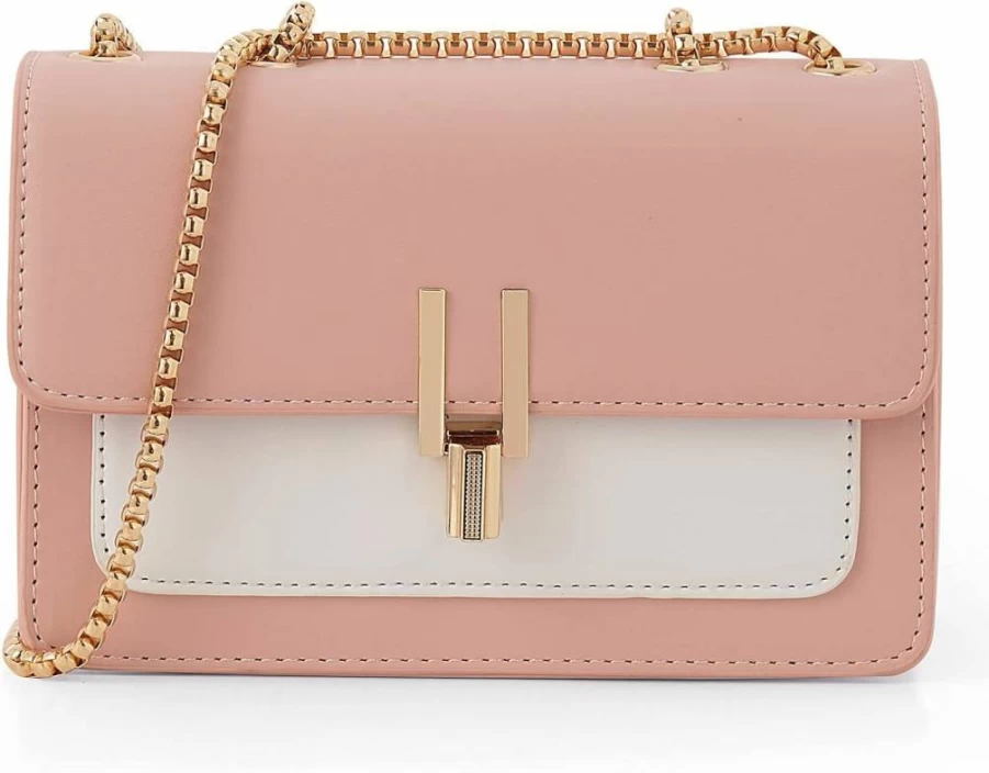 TOP BAND Women's Leather Crossbody Bag - Stylish Color-Block Designer Handbag, Medium Shoulder Purse for Everyday Use