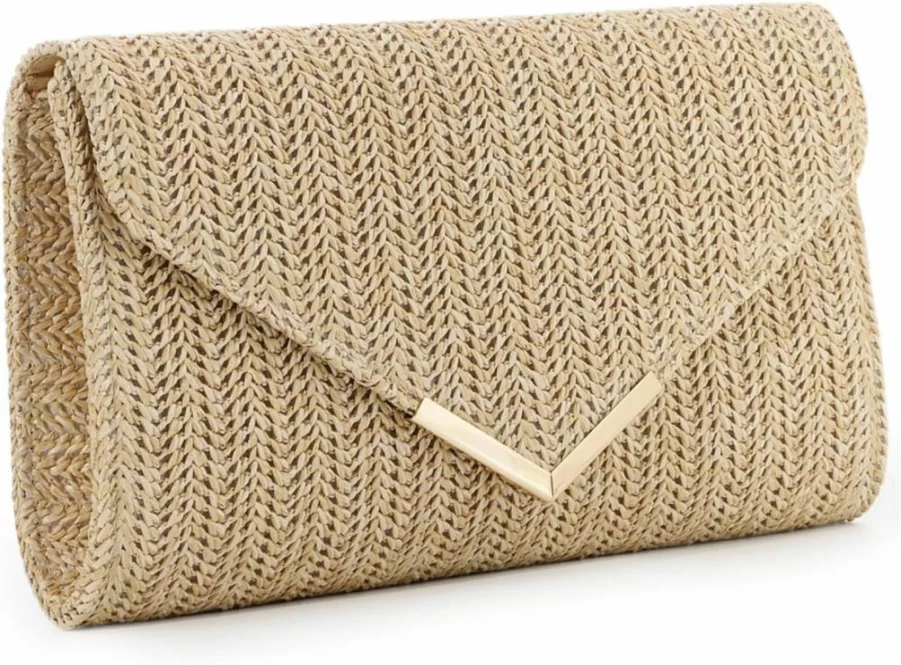 GOKTOW Woven Straw Clutch Purse for Women - Raffia Beach Handbag for Summer, Wedding, Vacation, and Party 2025