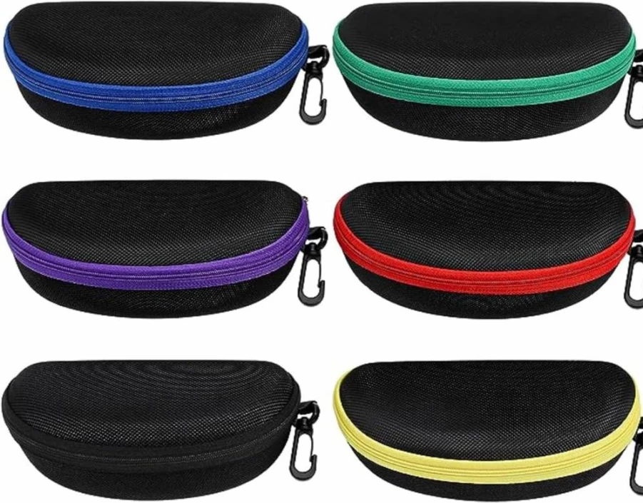 ZONLY 6 Pack Sunglasses Case - Portable Travel Eyeglass Holder with Zipper & Hook for Men Women, Durable Hard Shell Glasses Storage Box