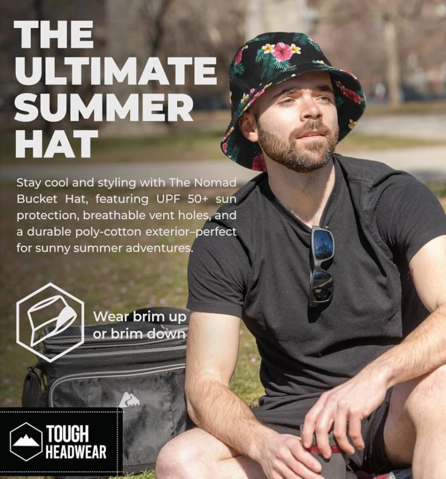 Tough Headwear Summer Bucket Hat for Women & Men - UV Protection Fisherman Beach Sun Hat