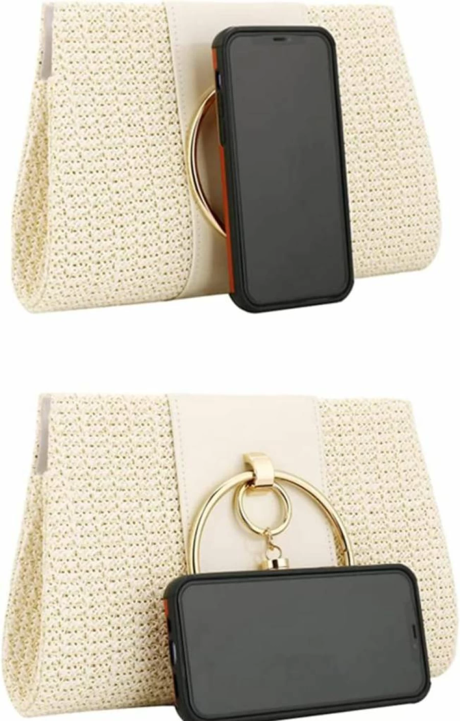 Jessie Women's Straw Clutch Handbag - Fashion Summer Beach Tote with Tassels, Elegant Evening Purse
