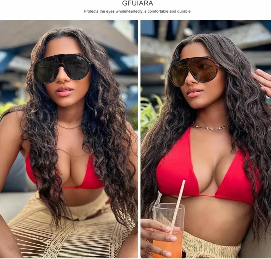 GFUIARA Oversized Aviator Sunglasses for Women & Men - UV400 Protection, Trendy Fashion Shield Goggles