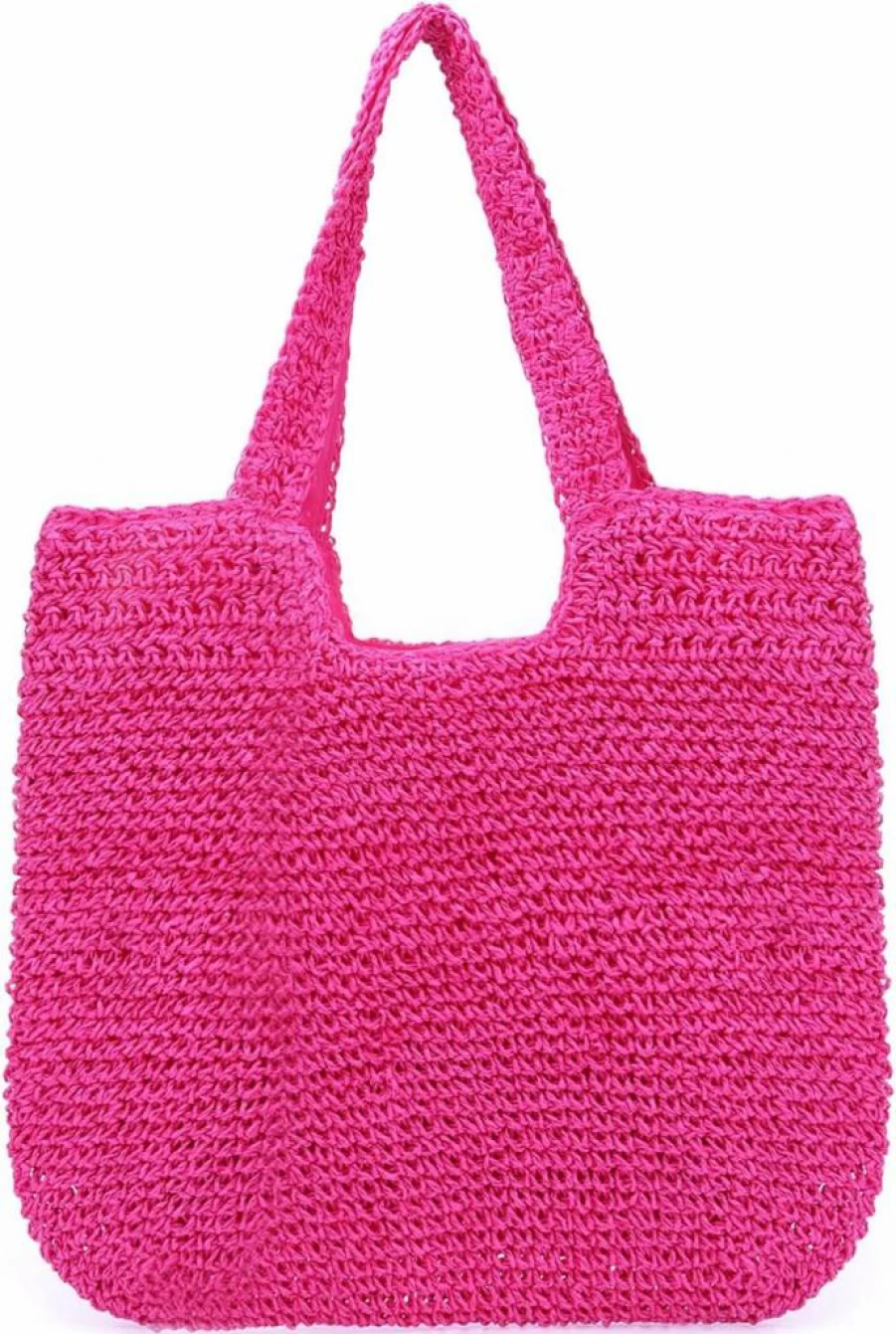 Freie Liebe Straw Beach Bag for Women - Summer Woven Tote Shoulder Handbag for Women, Lightweight & Spacious