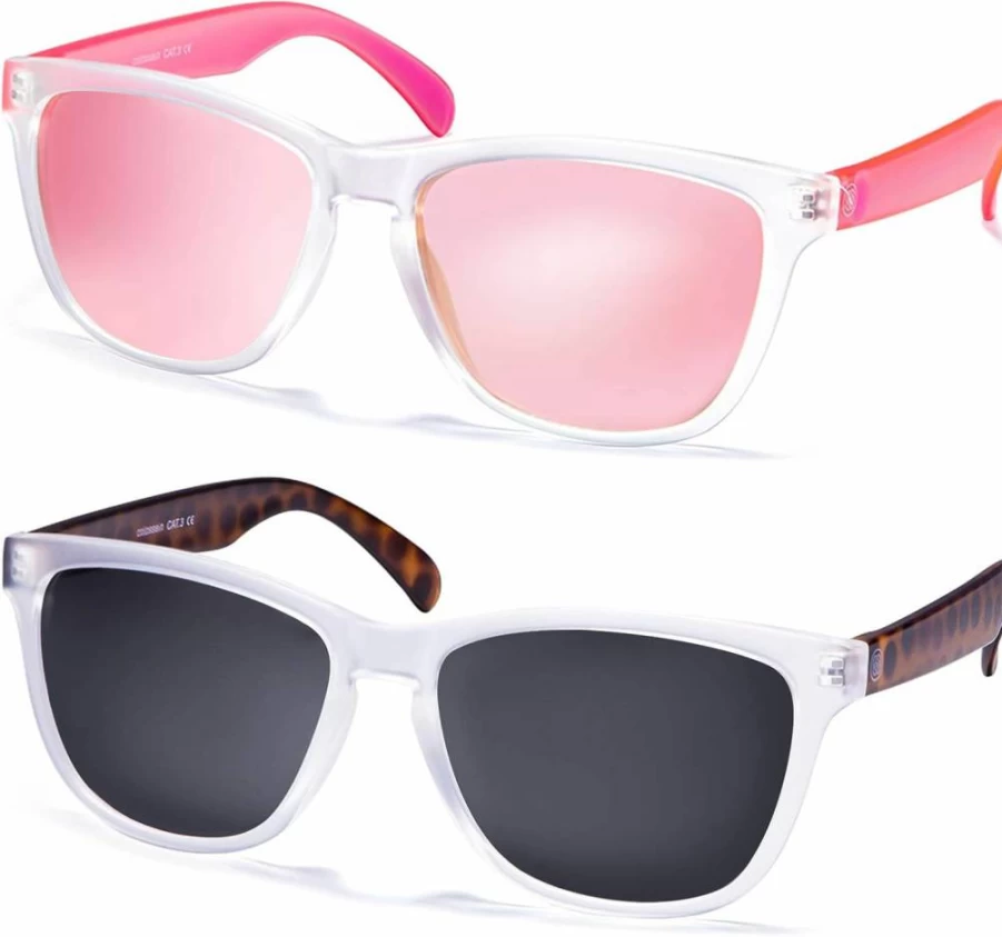 COLOSSEIN Women's Square Sunglasses UV400 Mirrored Lenses for Beach, Vacation, Driving