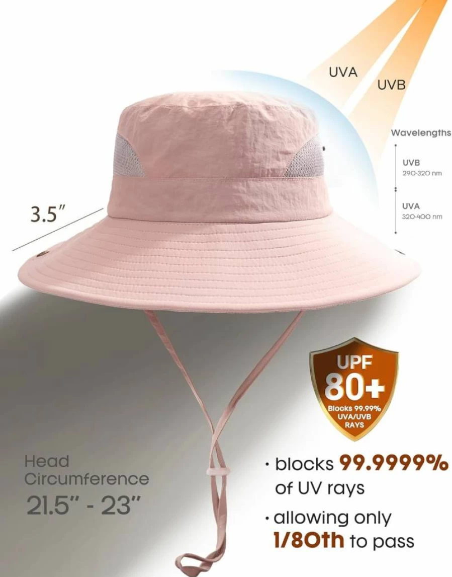 FURTALK Women's Wide Brim Sun Hat with Ponytail Hole - UPF 80+ Foldable Bucket Hat for Beach, Hiking & Outdoor Summer Protection