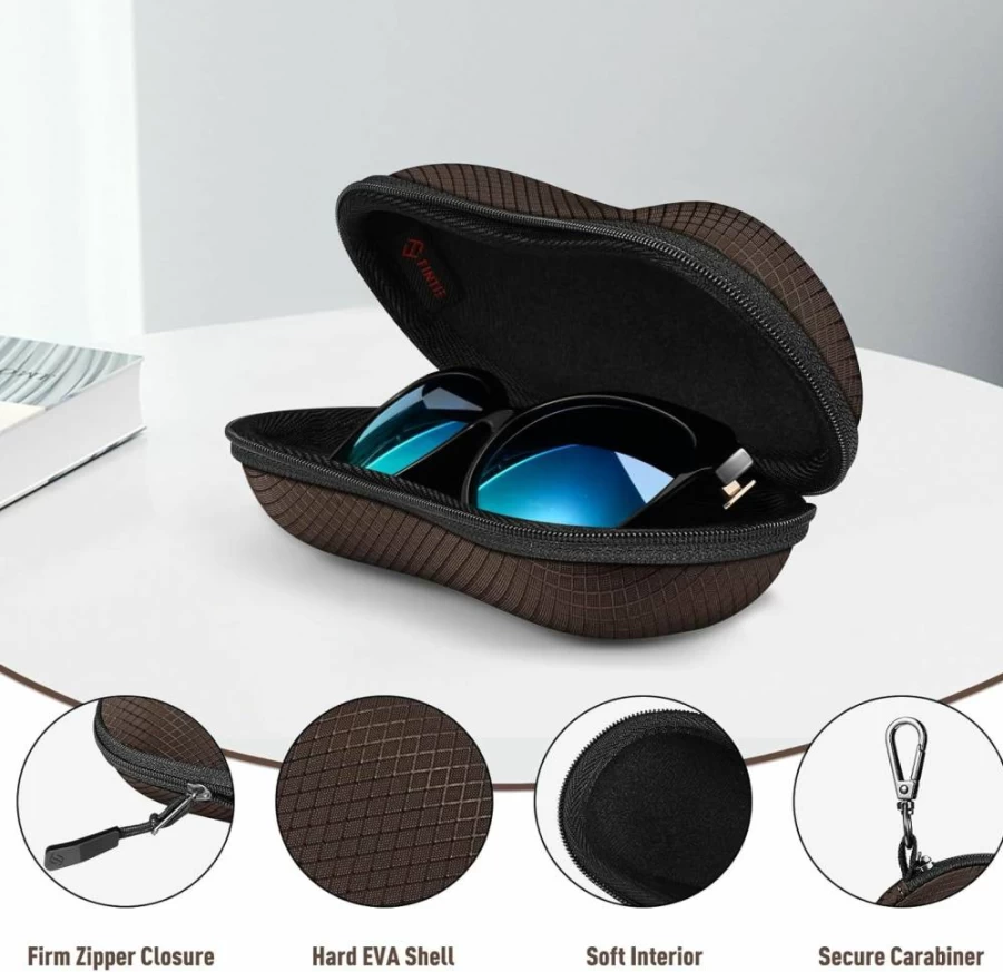 FINTIE Hard EVA Sunglasses Case with Shockproof Shell, Metal Carabiner & Travel Zipper for Sport Eyeglasses Holder