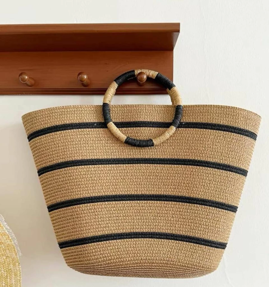 TOFUNTOY Women's Large Woven Straw Beach Bag - Summer Vacation Tote for Holiday & Travel