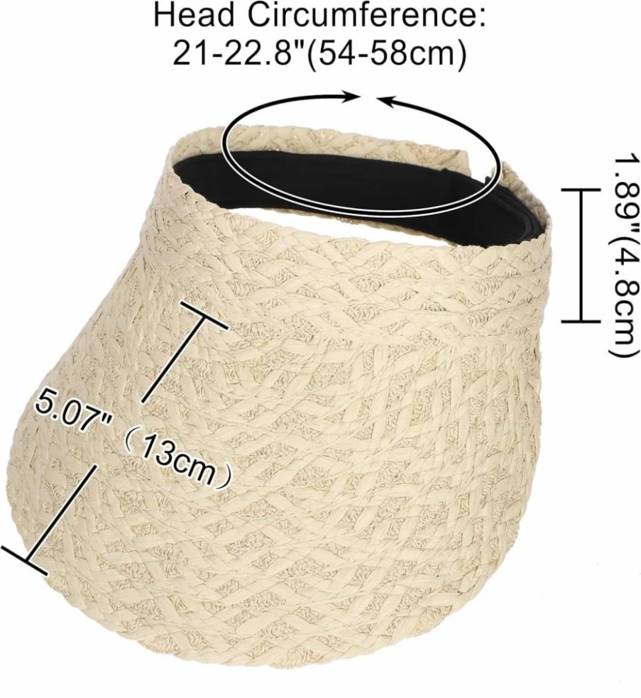 LA CARRIE Women's UPF 50+ Packable Wide Brim Straw Sun Hat for Beach Summer UV Protection Visor Cap