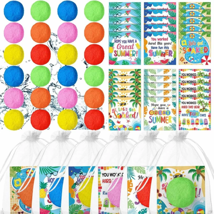 Blosssound 24-Pack Graduation Gift Set for Students - Water Balls, Summer Cards, and Party Bags - Ideal for Preschool, Kindergarten, and School Celebrations - Teacher Appreciation and Pool Party Supplies
