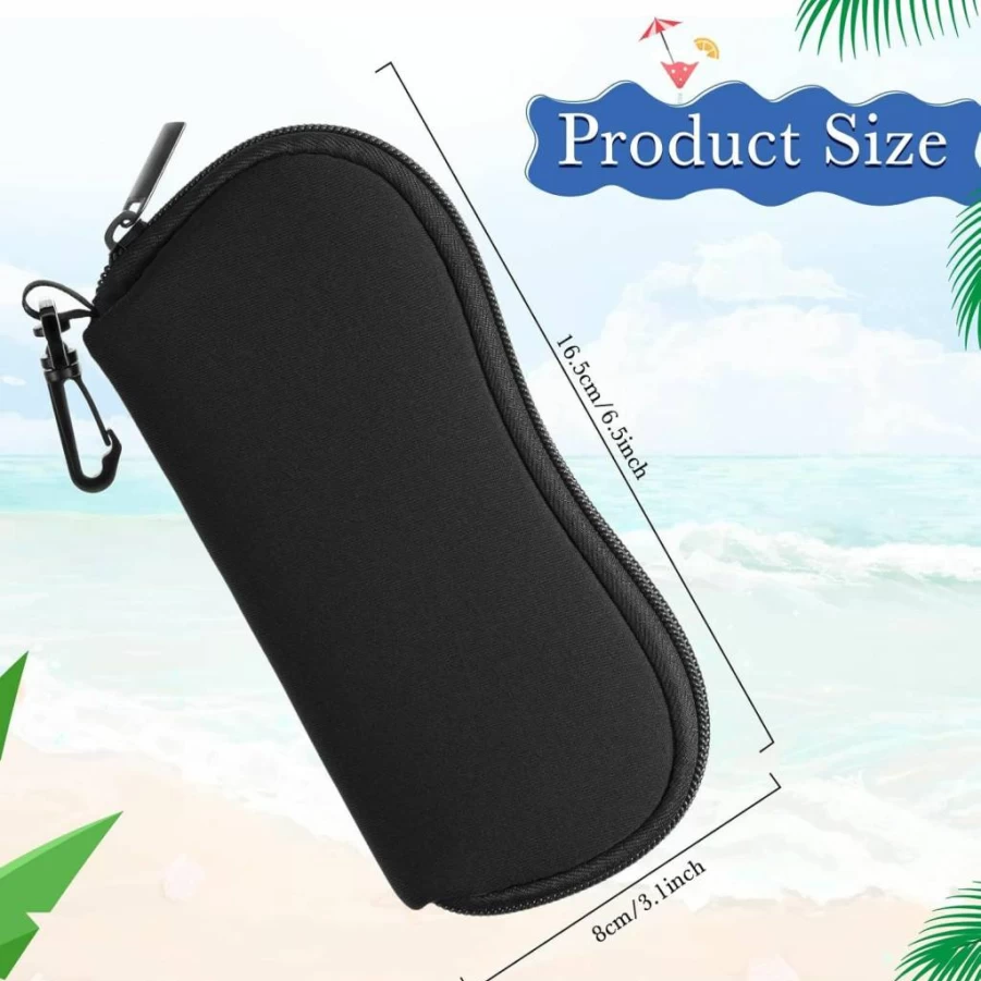 Flutesan 3-Pack Neoprene Sunglasses Case with Zipper & Clip - Ultra Lightweight Portable Eyewear Pouch for Glasses & Sunglasses Storage