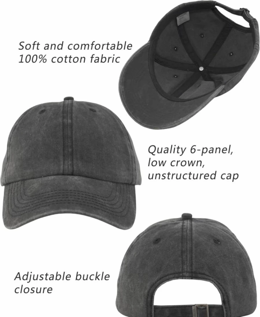 TSSGBL Vintage Washed Cotton Baseball Cap - Adjustable Distressed Dad Hat for Men & Women (S-XXL) Unstructured Low Profile