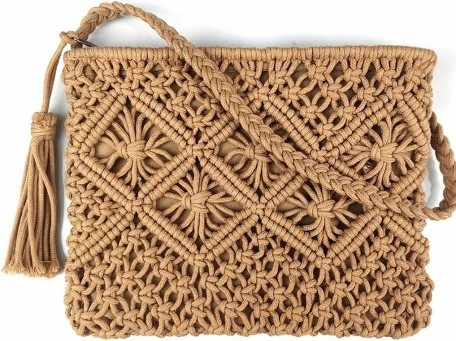 Vavili Boho Crossbody Bag - Handwoven Cotton Rope Shoulder Purse for Women, Summer Beach Clutch, Handmade Bohemian Shoulder Bag