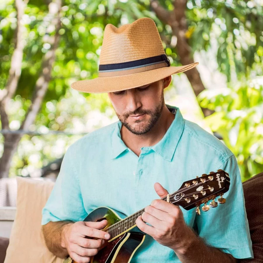 Wallaroo Hat Company Men's Turner Fedora UPF 50+ Wide Brim Straw Sun Hat for Summer Outdoor Protection