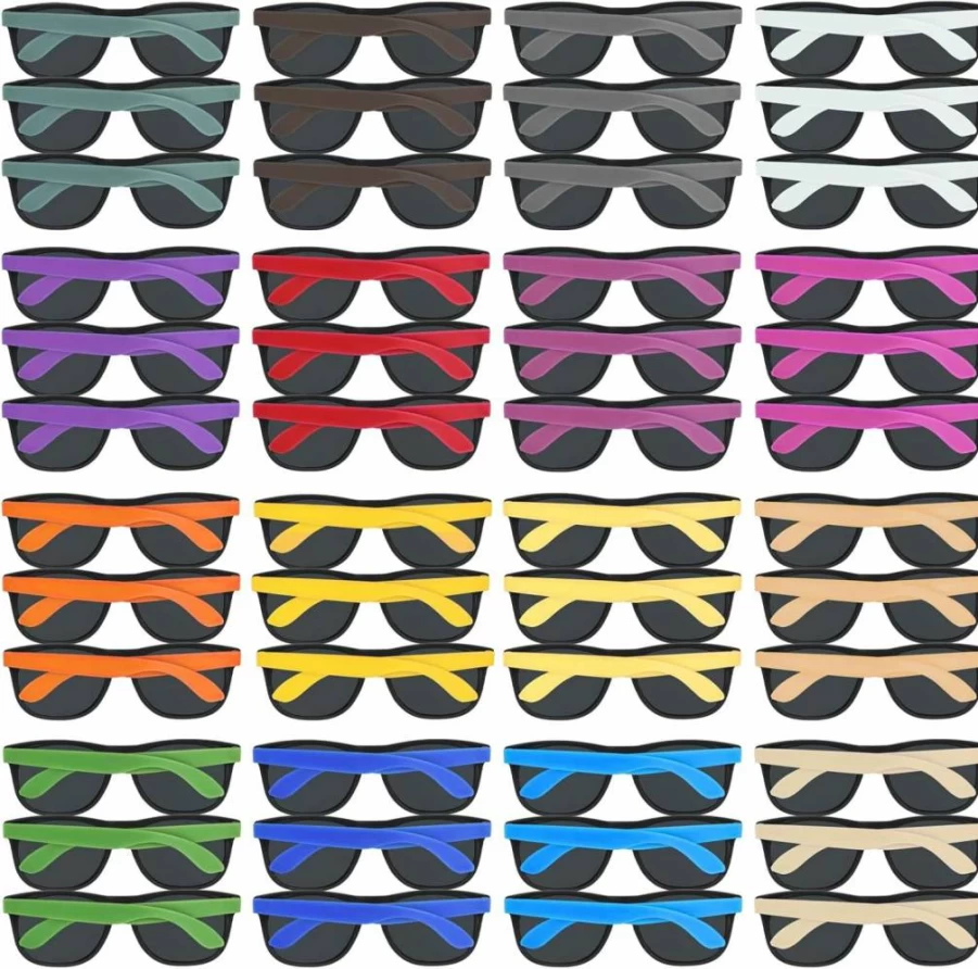 Uzoxlsn 48 Pack Neon Party Sunglasses - 16 Colors 80'S Retro Style Bulk Sunglasses for Carnival, Beach Party, Birthday Favors, Pool Toys, and School Gifts