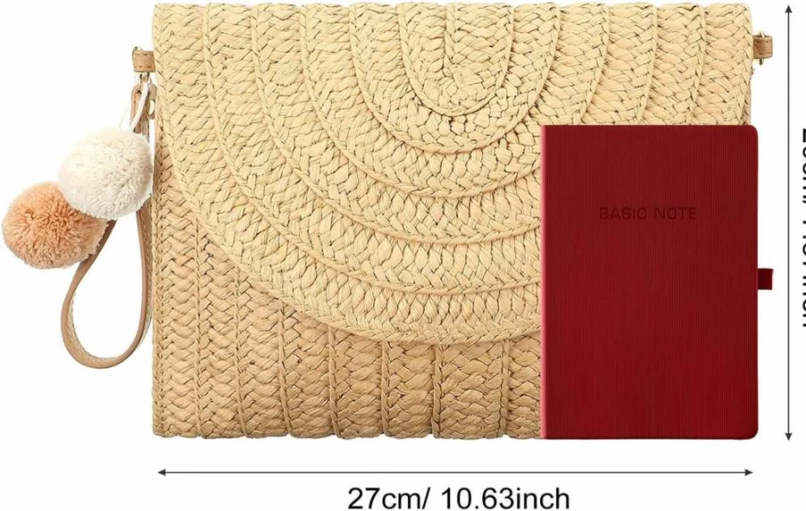 Frienda Women's Straw Shoulder Bag - Crossbody Clutch Wallet for Women - Boho Woven Handbag