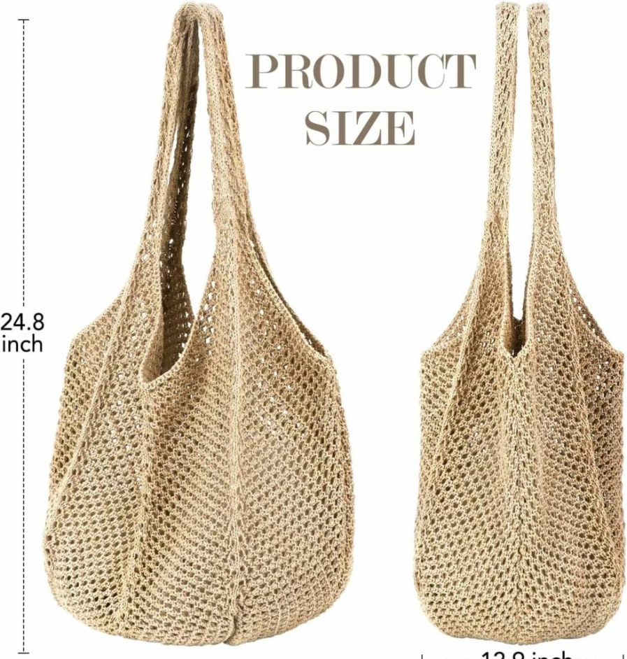 Hommtina Women's Straw Beach Bag - Crossbody Summer Purse for Vacation, Travel, and Outdoor Activities