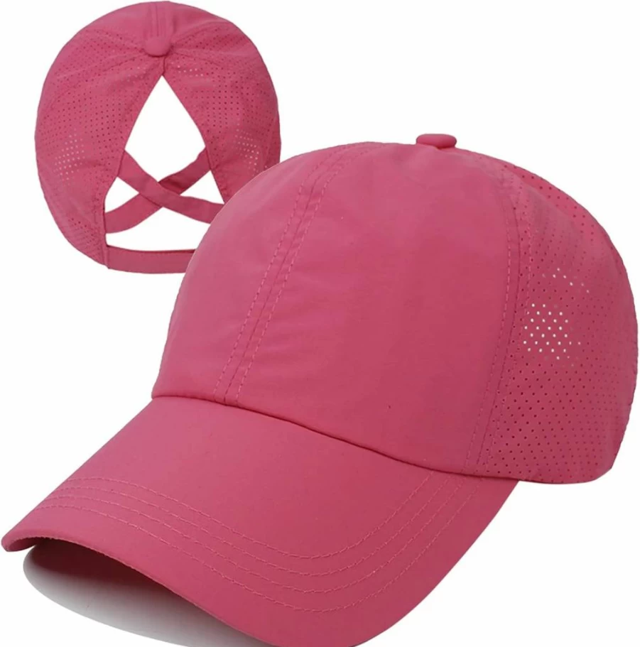 HGGE Women's Criss Cross Ponytail Baseball Cap Adjustable High Bun Hat Quick Dry Summer Outdoor Sports Hair Accessory