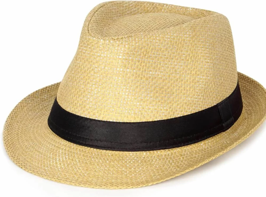 FADACHY Straw Fedora Hat for Men & Women - Summer Panama Sun Hat with Short Brim for Beach, Outdoor, and Casual Wear