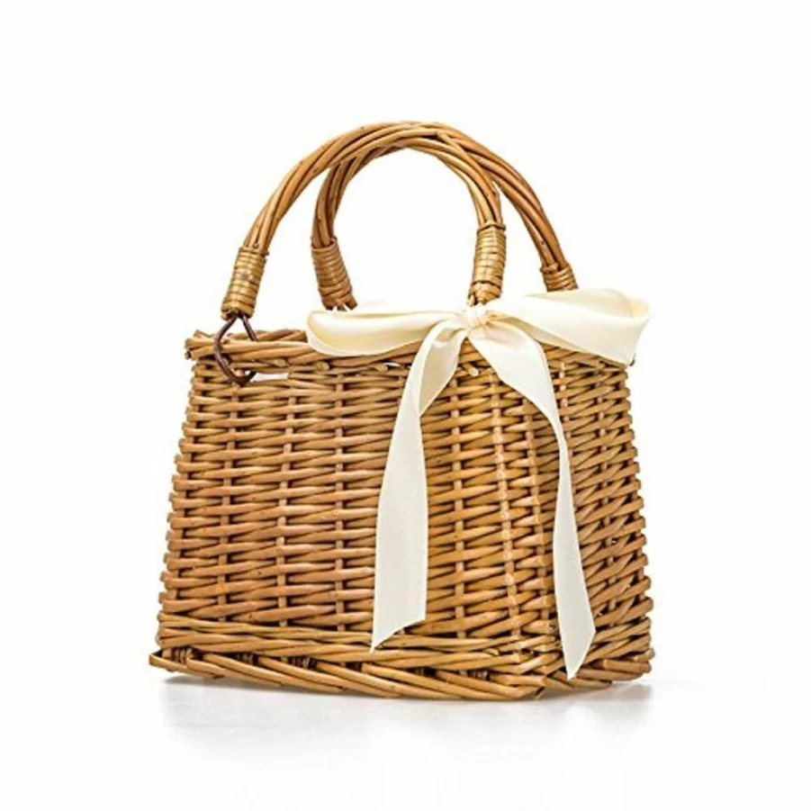 DOKOT Women's Rectangular Straw Tote Bag - Natural Handwoven Wicker Basket Purse in Khaki