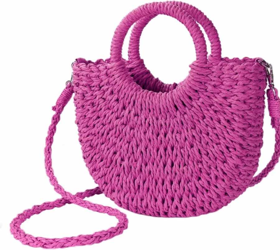 Youjaree Women's Straw Beach Bag - Woven Crossbody Shoulder Bag, Top Handle Satchel Purse for Summer Vacation