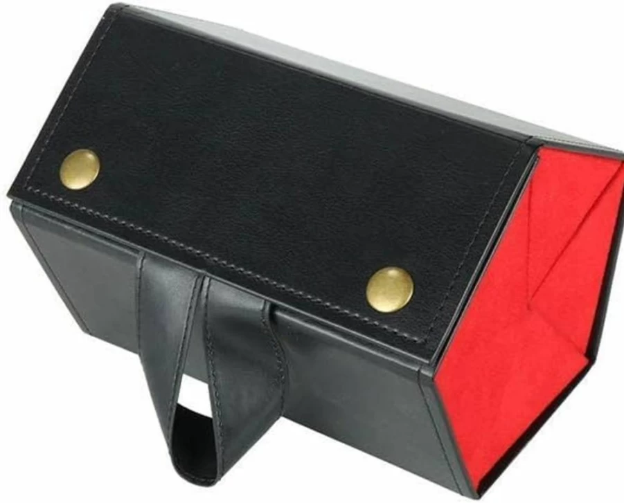 Mowsug Leather Hanging Sunglasses Organizer Case - Foldable Travel Eyeglasses Storage Box for Men & Women