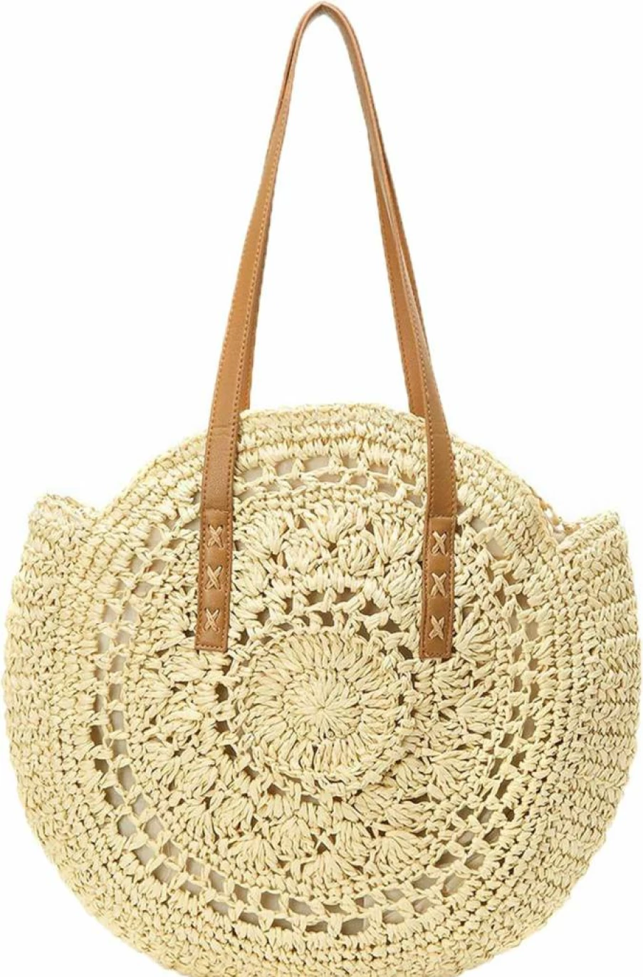 XMLMRY Foldable Straw Beach Bag for Women - Large Woven Tote Handbag, Summer Vacation Purse, Ideal Beach Gift