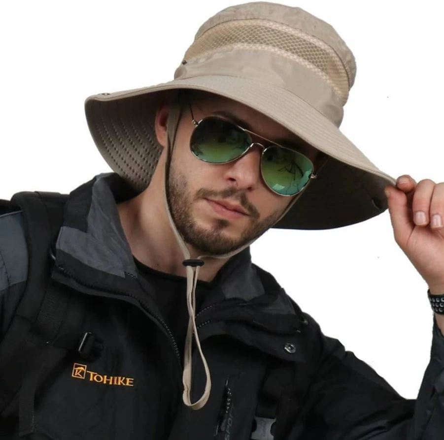 CAMOLAND Men's Wide Brim Sun Hat for Fishing & Outdoor UV Protection