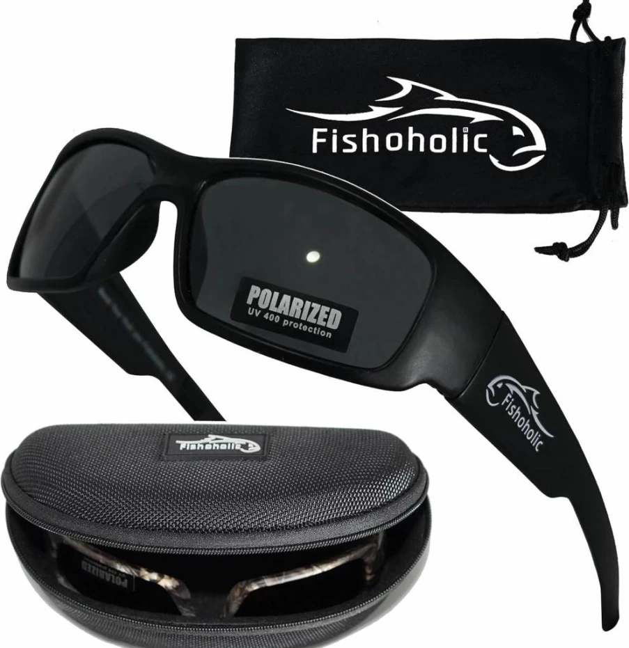 Fishoholic Polarized Fishing Sunglasses UV400 Protection - 14 Frame Styles with Hard Case & Pouch - Ideal Fishing Gift for Anglers
