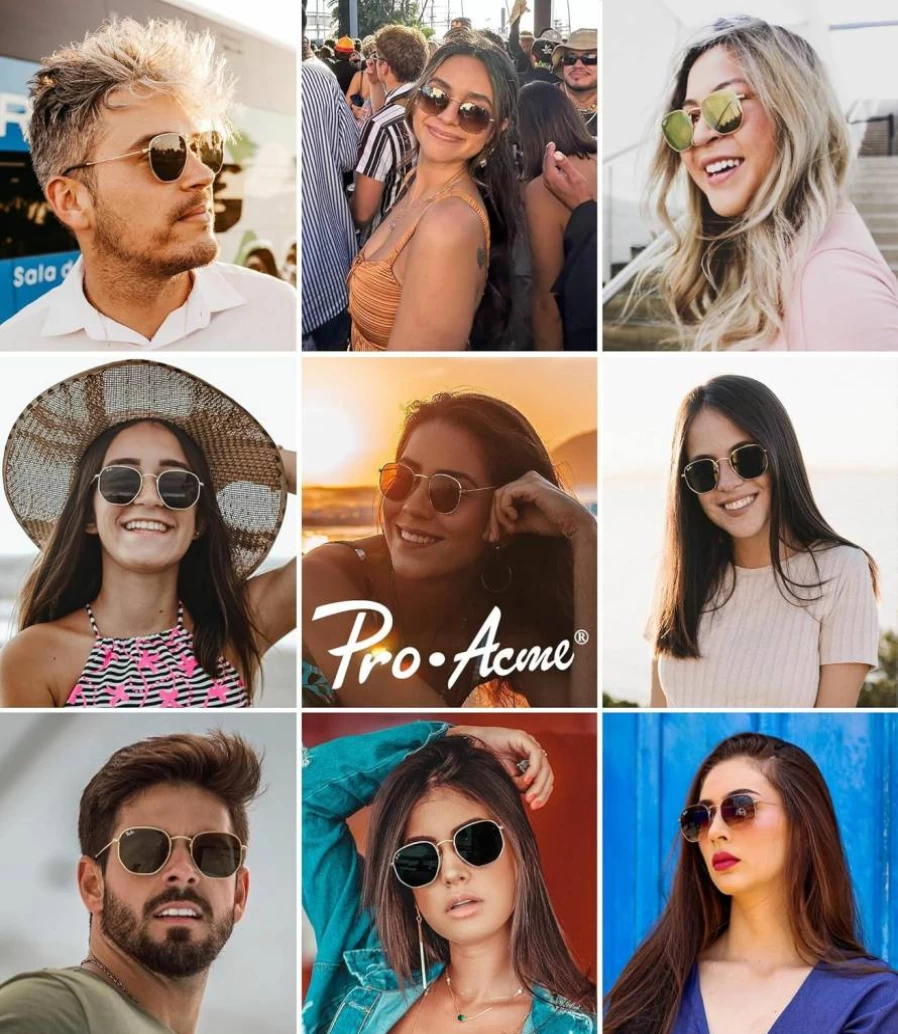 Pro Acme Hexagonal Sunglasses for Women & Men – 100% UV Protection, Premium Glass Lenses, Lightweight Square Frame