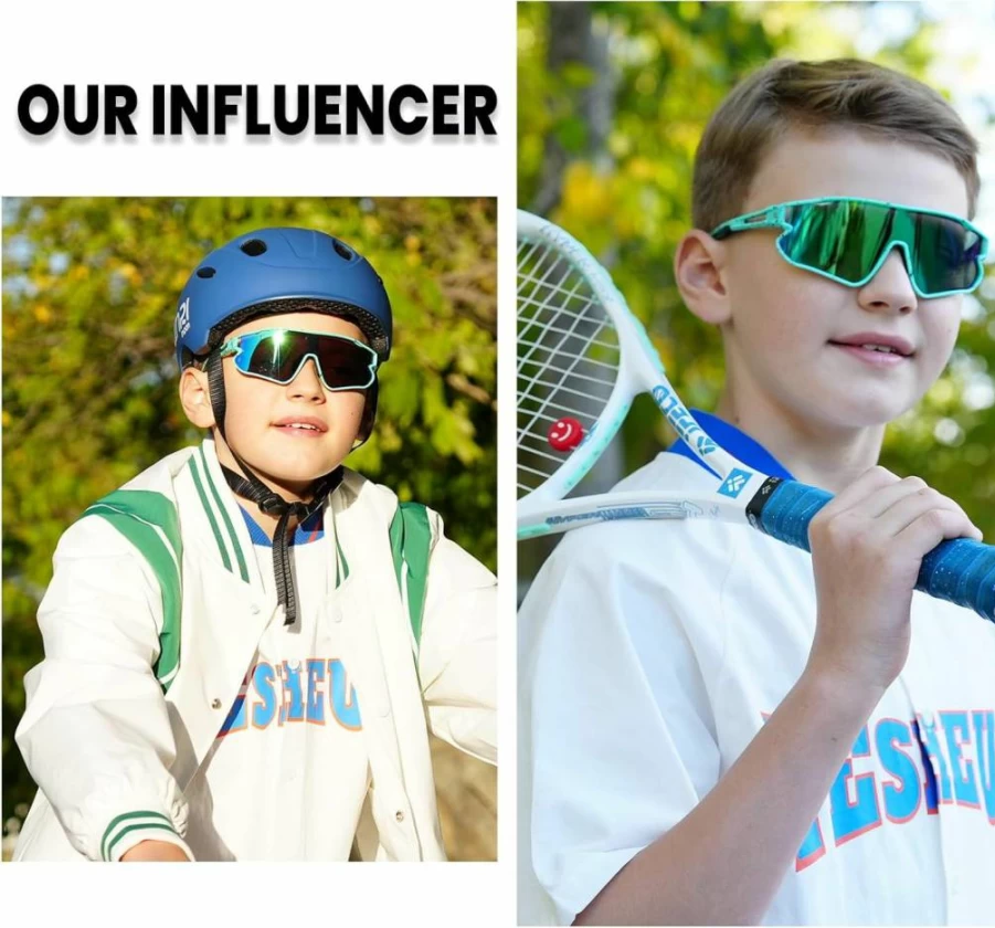DUCO DK268 Kids Sunglasses for Boys & Girls - Lightweight TR90 Frame, UV400 Protection, Youth Baseball & Cycling Sports Shades